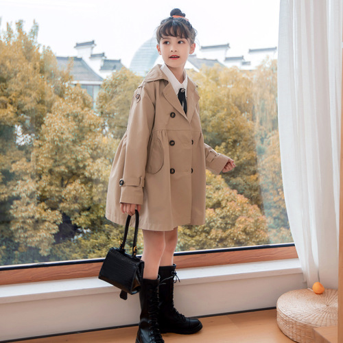 Children's Windbreaker Jacket 2024 for Older Children Spring Collection New Parent-Child Long Children's Windbreaker Autumn and Spring Season for Older Children