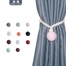 现代简约窗帘绑带挂球窗帘扣创意客厅免打孔球绳窗帘配件