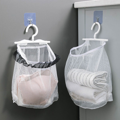 Bathroom hanging underwear storage mesh bag makeup brush breathable mesh bag multi-functional kitchen fruit and vegetable hanging bag storage bag