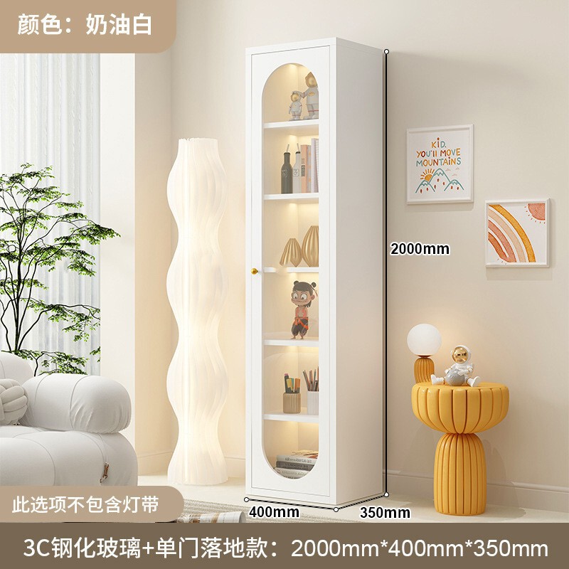 钢制书柜玻璃门防尘书架简约现代铁艺置物柜客厅储物柜家用展示柜|undefined