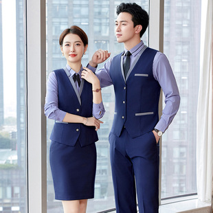 Hotel front desk cashier business wear men's and women's same vest suit women's KTV milk tea restaurant waiter work clothes