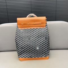 Goyard男士双肩包AlPin经典Y字纹印花牛皮翻盖狗牙大容量通勤包
