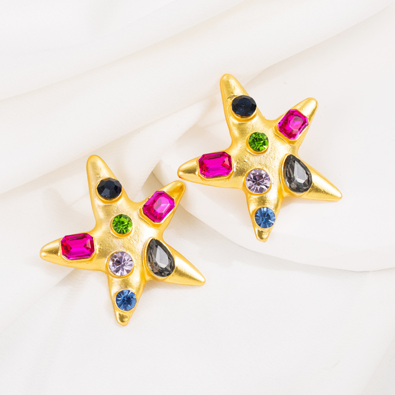 Fashion Star Alloy Inlay Rhinestones Women's Ear Studs 1 Pair display picture 4