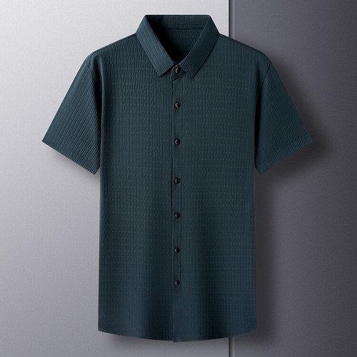 New 2025 Summer Thin Short-Sleeve Shirt for Middle-Aged Men, Open-Front Top, Simple and Clean Version, Father's Day Shirt