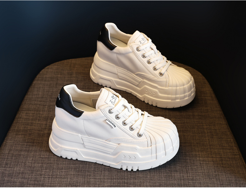 Giày sneaker nữ đế dày tăng chiều cao bên trong, phối bánh xốp thoáng khí — Màu be chi tiết 7