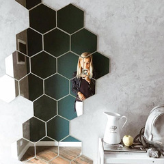 Factory Supply Hexagonal Mirror Acrylic Mirror Wall Sticker Background Wall Decor Crystal 3D Mirror Sticker