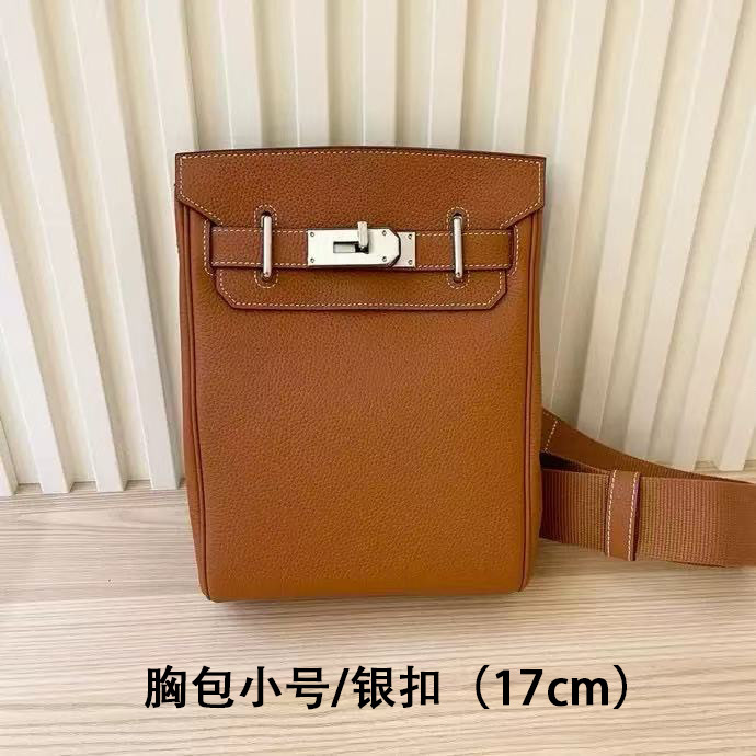 2025 New Top-Grain Leather Silver Buckle Kelly Bag Chest Bag High-End Crossbody Shoulder Bag Unisex Bag 2025 New Top-Grain Leather Silver Buckle Kelly Bag Chest Bag High-End Crossbody Shoulder Bag Unisex Bag