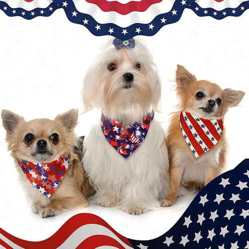 Cross-border pet triangle scarf mouth towel USA Independence Day dog flag mouth towel bib pet supplies wholesale