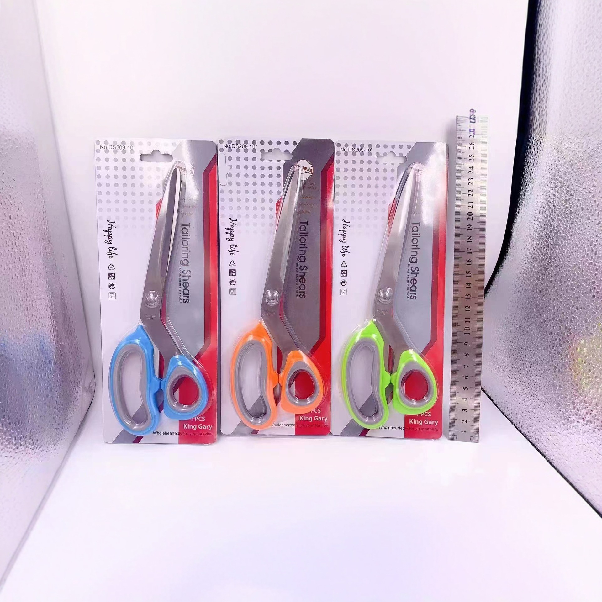 In stock con embalaje tijeras de corte de acero inoxidable especial de oficina papel cortar a mano tijeras de corte de ropa doméstica