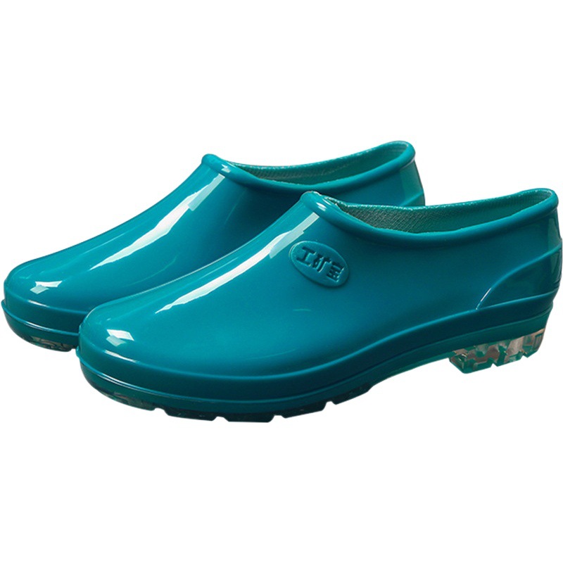 Low-top rain boots rain boots rubber shoes women's kitchen non-slip work waterproof low-cut adult flat short overshoes summer