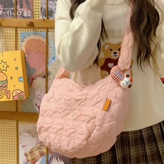 韩国ins少女褶皱云朵包包2025新款轻便百搭泡泡大容量通勤单肩包