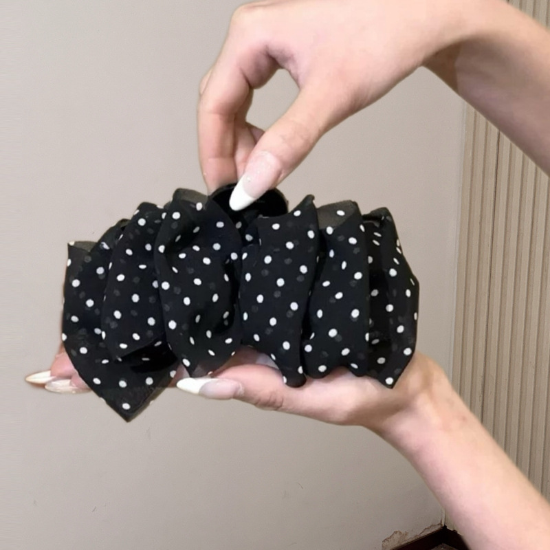 375-Черный захват в горошек