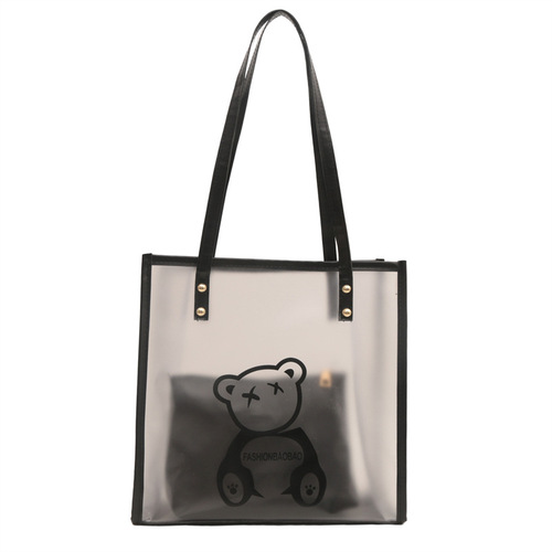 Simple jelly bag women's large capacity 2024 autumn new portable shoulder bag fashionable transparent mother-in-law small bag