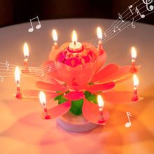 生日蜡烛莲花蛋糕网红儿童创意荷花唱歌音乐惊喜会开花的旋转蜡烛