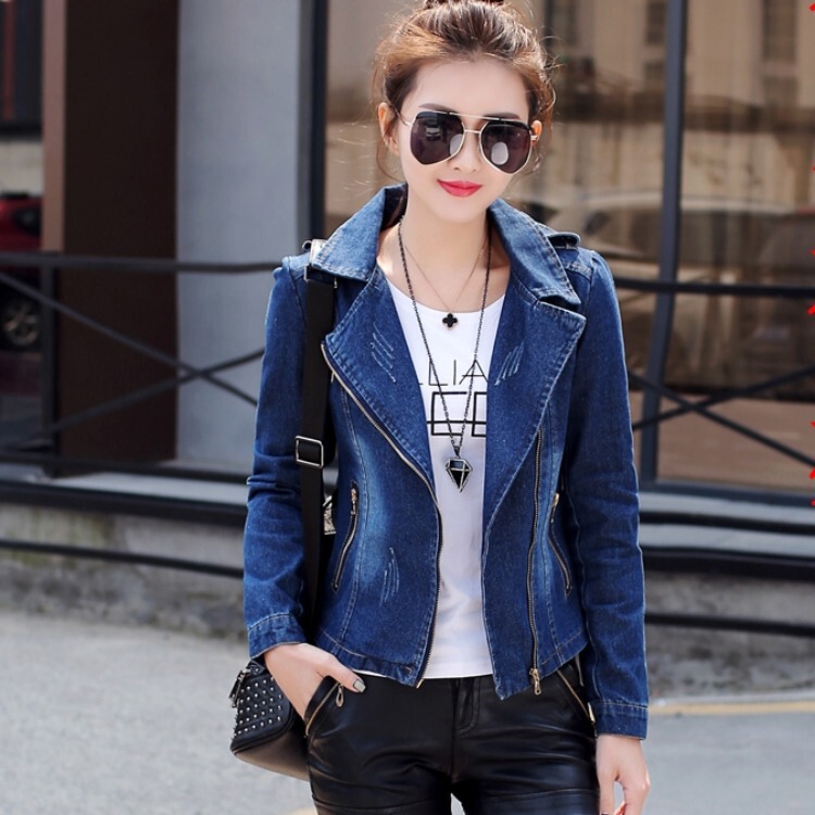 Real Shot Short Denim Jacket Women's Spring and Autumn Small Suit Korean Fashion Slim-fit Slim-fit Long Sleeve Top Women Real Shot Short Denim Jacket Women's Spring and Autumn Small Suit Korean Fashion Slim-fit Slim-fit Long Sleeve Top Women