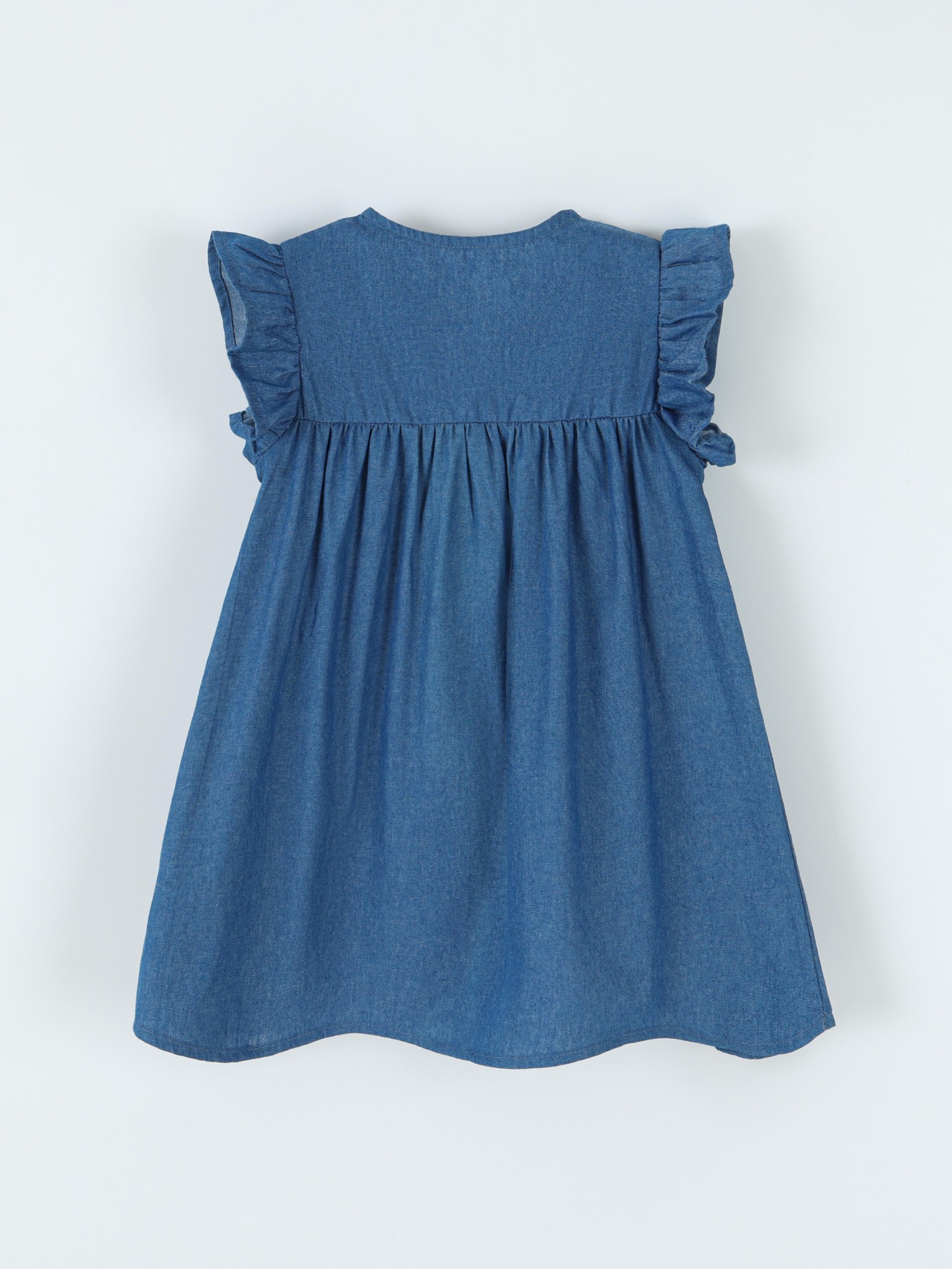 Procesamiento personalizado europeo y americano de niñas de manga corta denim falda de verano vestido de niños tejido bordado de dibujos animados vestido de moda infantil