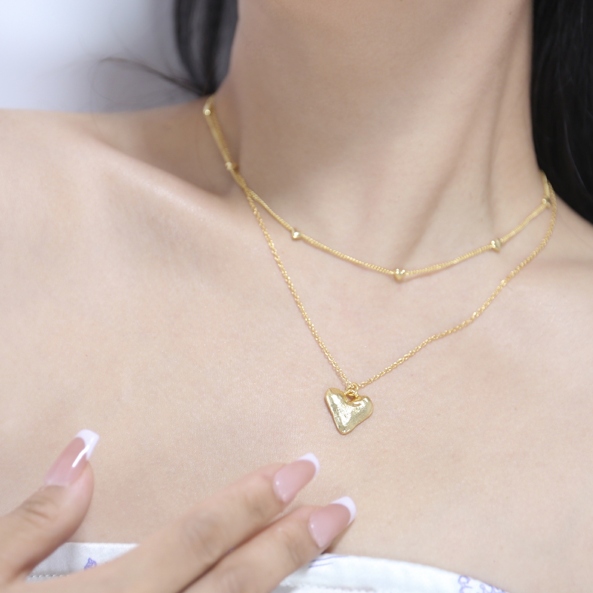 925 Sterling Silver Material 18K Gold Plated Plating Heart Shape Pattern 925 Sterling Silver Plating Heart Shape Necklace