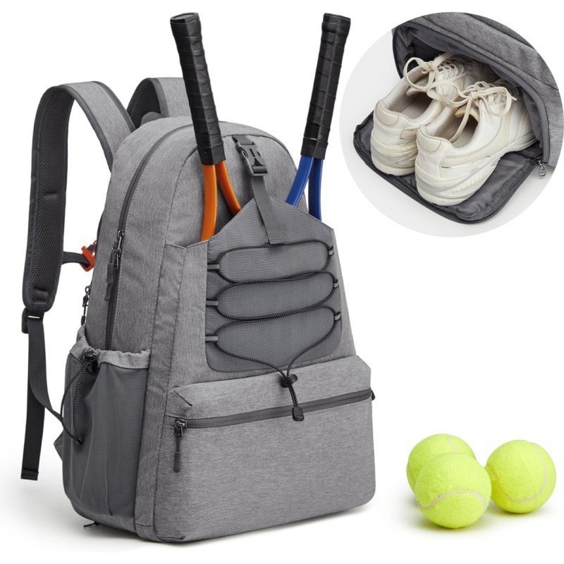 Inventario de nuevo tipo de bolsas de tenis, mochila de tenis para hombres y mujeres, bolsas de pelota de tamaño grande que pueden contener cuatro raquetas y zapatos.