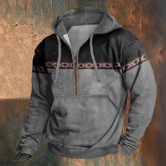 Cross-Border New Casual Trendy Sweatshirt Sweatshirt Retro 3D Men's Hooded Zipper Shirt European and American Streetwear