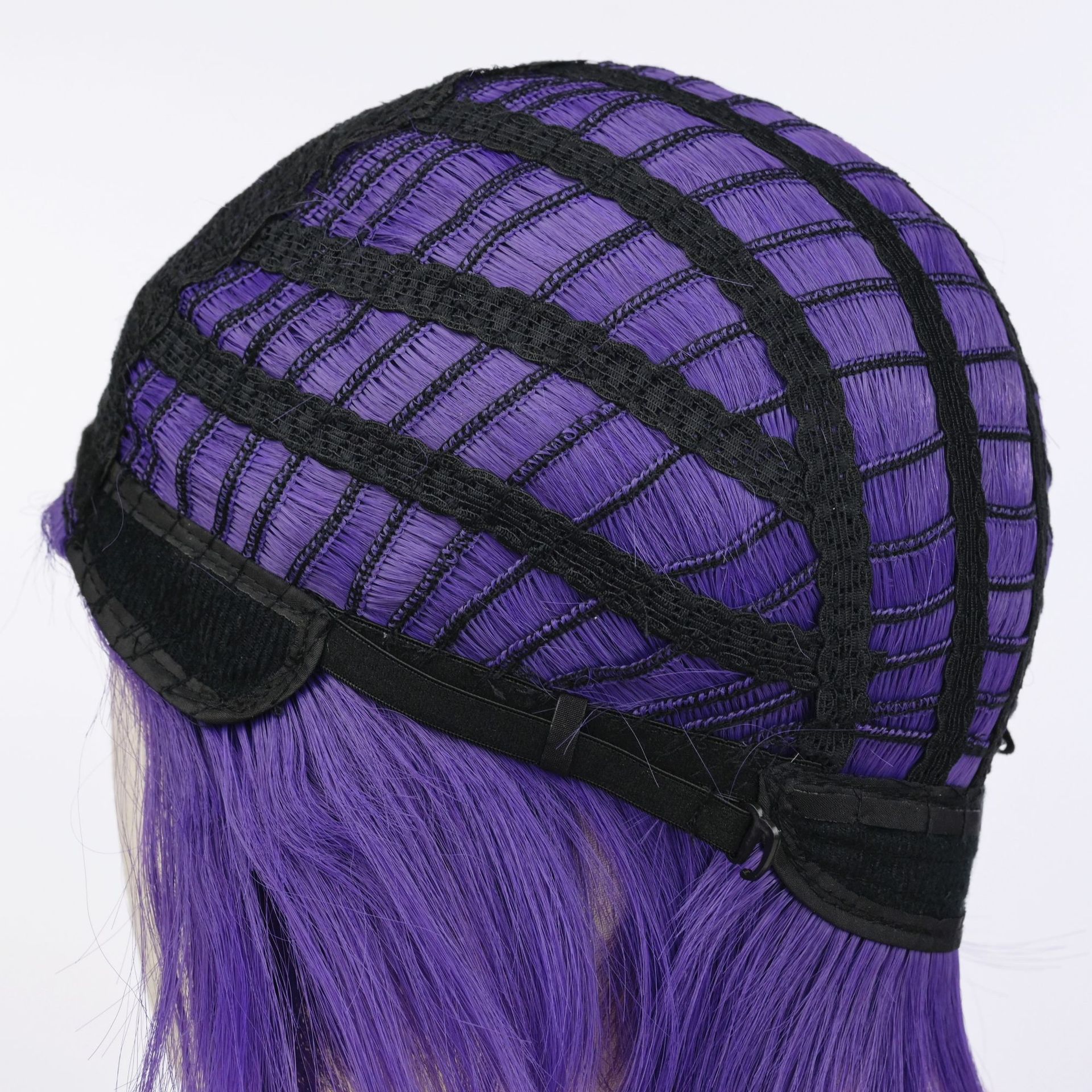 Anime peluca Cosplay prisión azul sombra real Ling rey peluca cubierta de la cabeza púrpura medio-longitud Pelo Corto capa