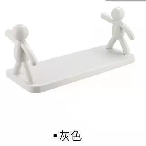 Wall-Mounted Storage Shelf, Elephant & Human Hooks, Punch-Free, Creative Multi-Layer Organizer