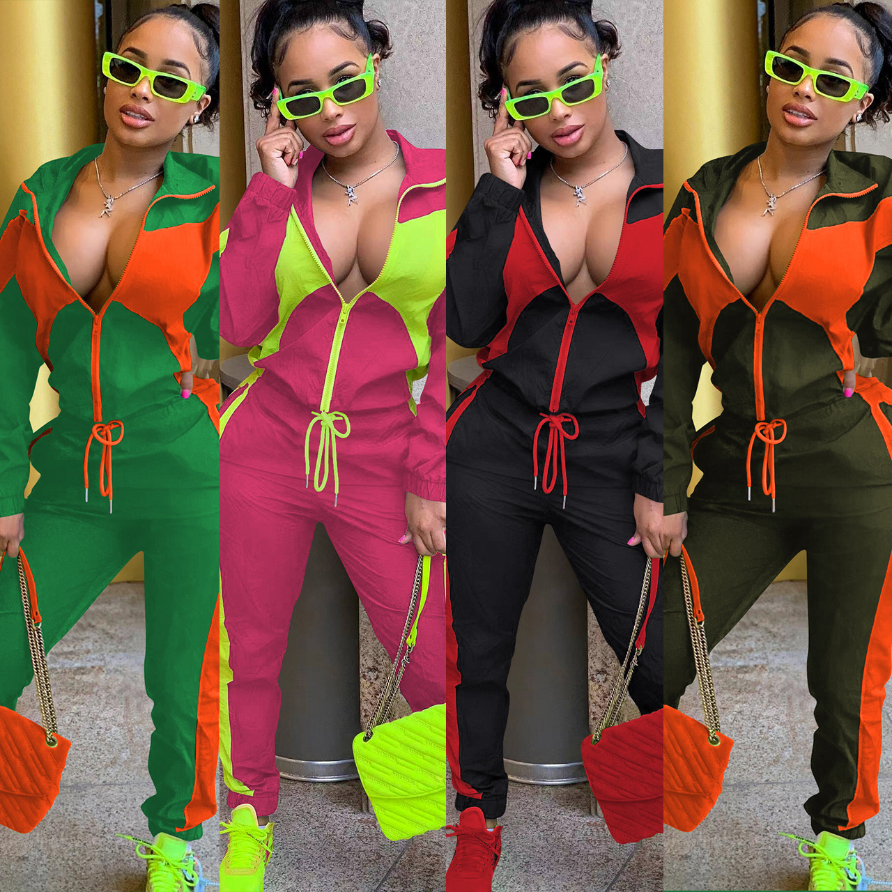 364g Weight Long Sleeve Sleeve Length Polyester Fabric Type Pant Co-ord Set Sets Type 2 Pieces Set Quantity Daily Occasion Turndown Neckline Regular Fit Fit Type Color Block Pattern Spring, Autumn Season Women's Gender Casual, Streetwear Style Daily Women's Casual Streetwear Color Block Polyester Pant Co-ord Set Pants Sets 1