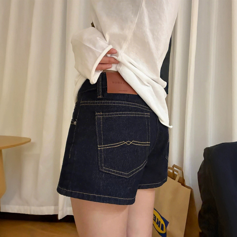Dark Blue Denim Shorts for Women, Summer Thin Style, Trendy Shorts for Women, Versatile for Summer, Slimming High-Waisted Wide-Leg Hot Pants Dark Blue Denim Shorts for Women, Summer Thin Style, Trendy Shorts for Women, Versatile for Summer, Slimming High-Waisted Wide-Leg Hot Pants