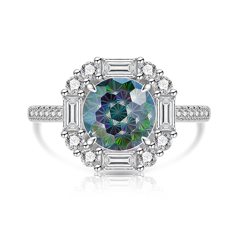 Gold Plated Fireworks Ring With Colored Gemstone And Diamond_voghion.com