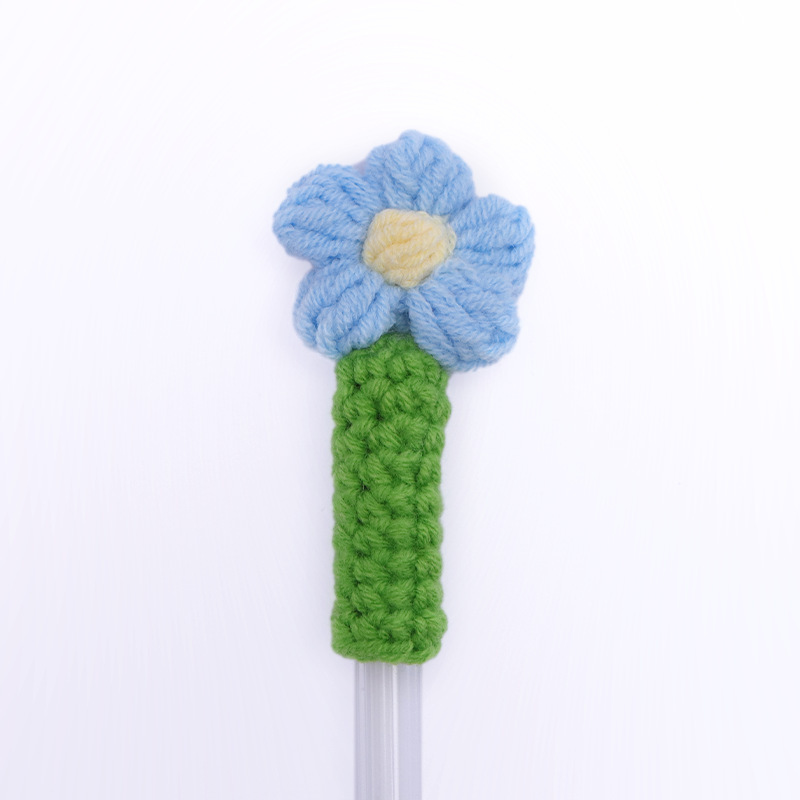 手工针织钩织网红泡芙花笔套纯手工钩织毛线学生开学礼物毛线笔套|undefined