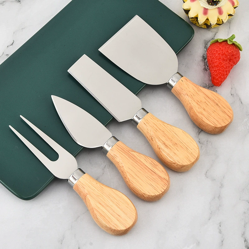 Производители оптовая продажа из нержавеющей стали сырный нож и вилка набор деревянная ручка сливочное масло нож для выпечки торт лопата инструмент для выпечки на кухне