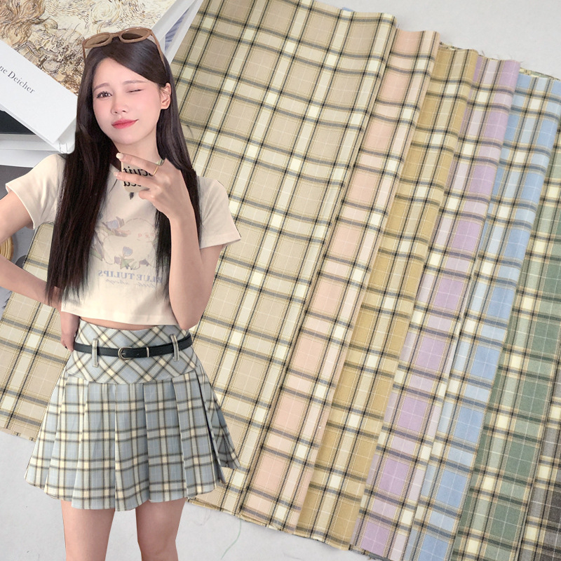 新半裙百褶裙格纹面料 TR弹力色织衬衫格子布 连衣裙裤装服装布料