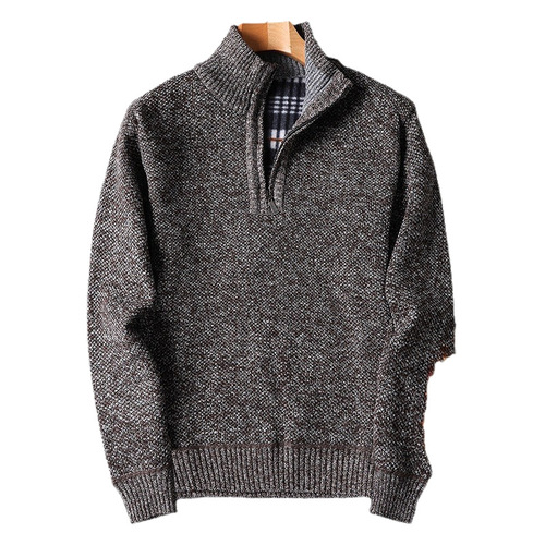 Wholesale Foreign Trade Fleece-Lined, Thickened Autumn/Winter New Arrival Men's Sweater Zip-Up Sweater Pullover Loose Knitted Sweater Jacket