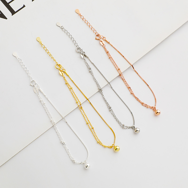 S925 Sterling Silver Screw Buckle Box Chain Cross Chain Screw Buckle Simple Bracelet DIY Bracelet Passepartout Bracelet