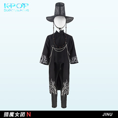 K-POP：猎魔女团cosplay沙加男孩秦宇cos男团贝比黑色打歌服套装