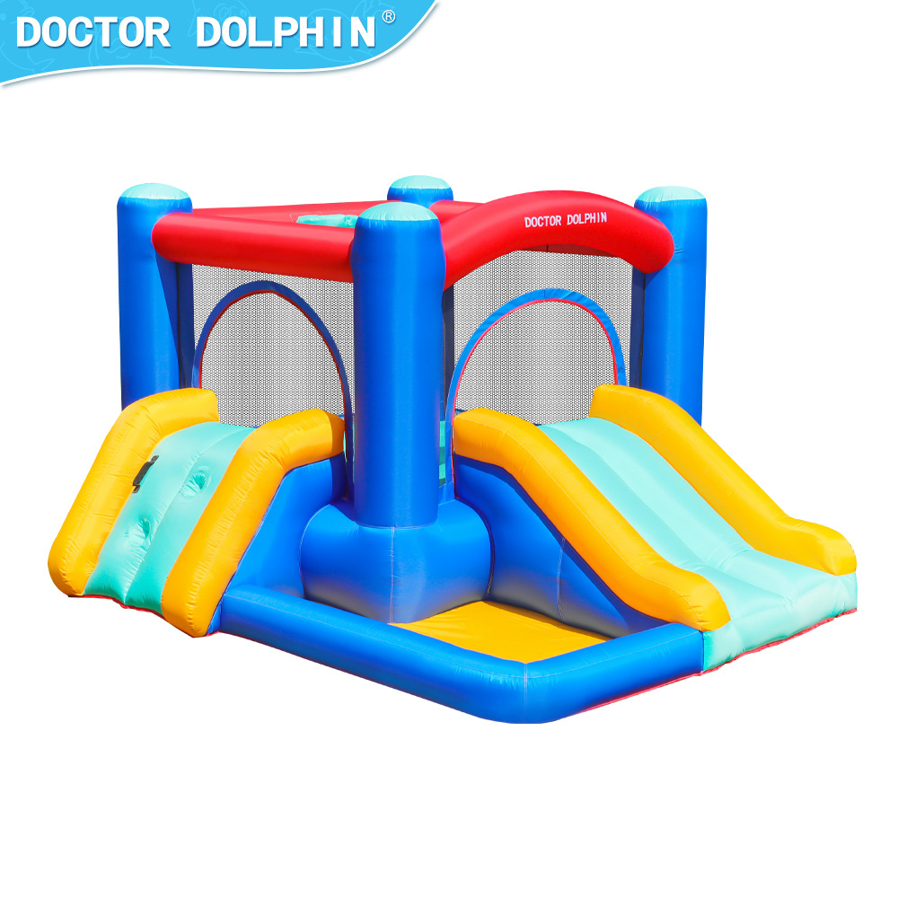 Castillo inflable pequeño Doctor Dolphin para uso doméstico, tobogán de trampolín interior, juguete para fiestas infantiles, castillo inflable.