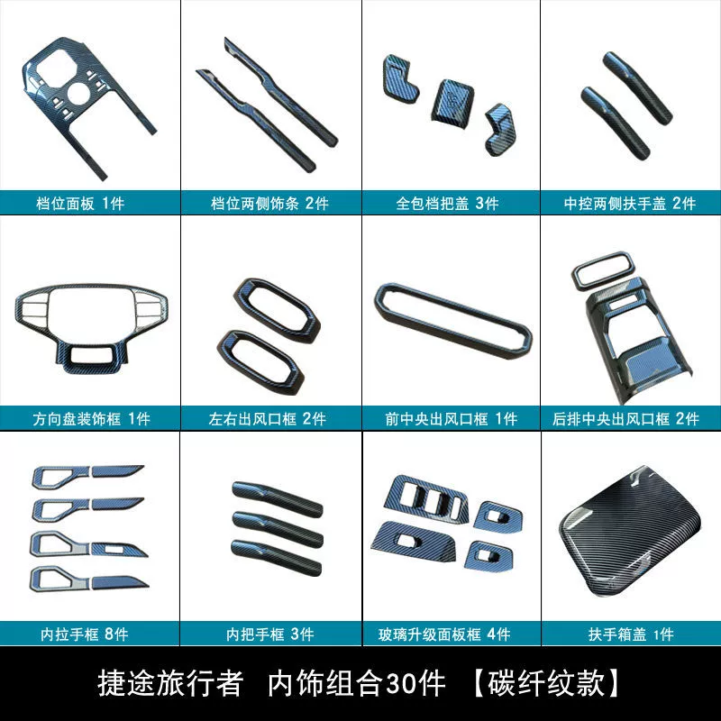Jietu Traveler/Shanhai T2, рамка центральной панели управления, полный комплект защитной рамки центральной консоли, интерьер с узором из углеродного волокна
