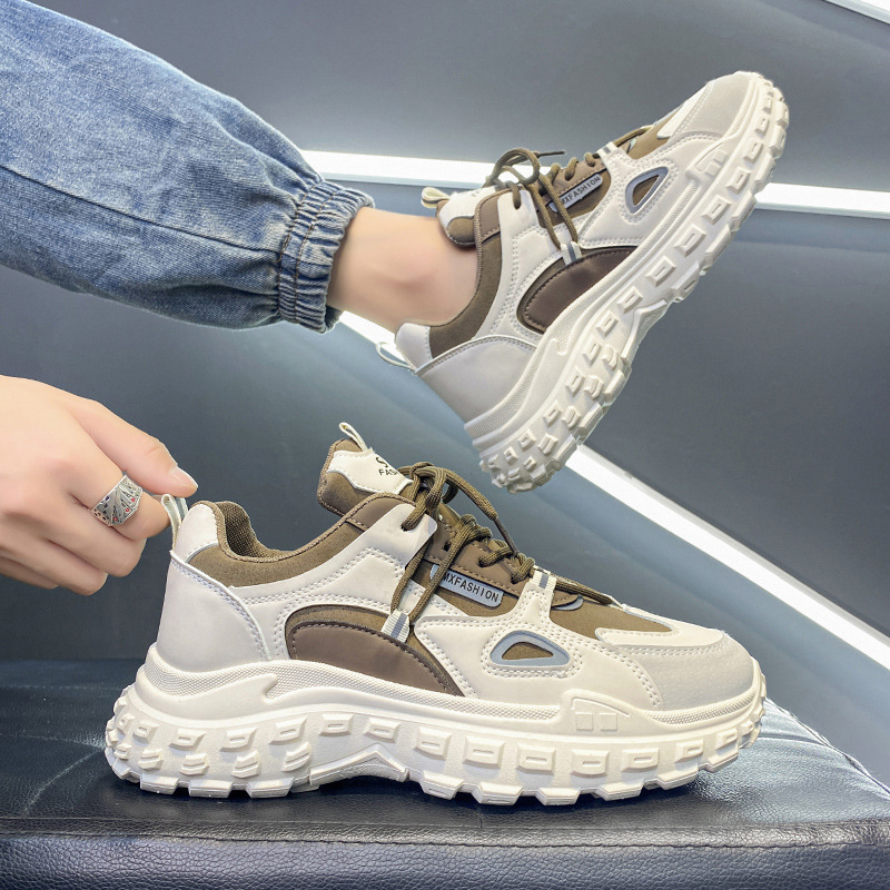 Heren sneakers wit casual met plateau in dad stijl_voghion.com