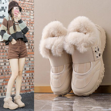高帮棉鞋女2025冬季新款皮面加绒运动鞋防水防滑雪地靴保暖老爹鞋