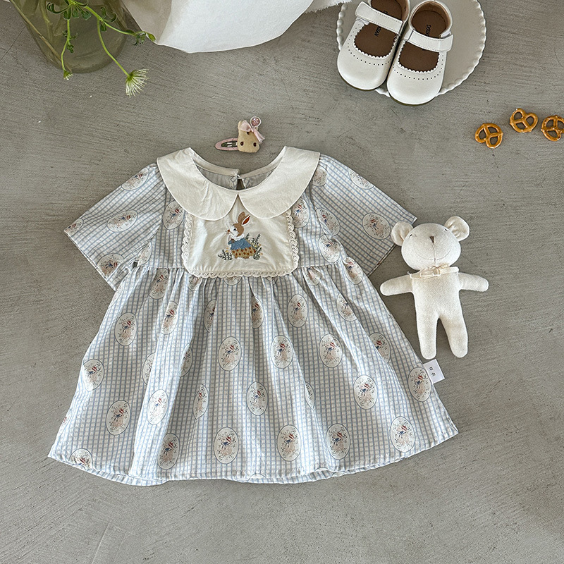 Girls' Dress Summer 2026 New Style Doll Collar Thin Cotton Princess Dress for Baby Girls Infant Dress Class a