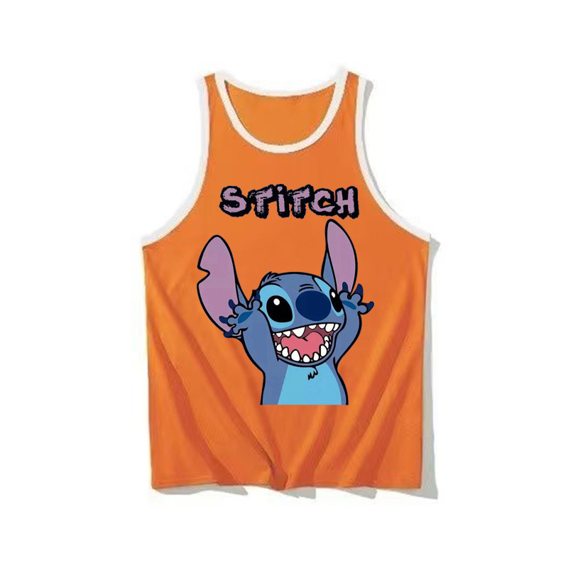 Factory direct sales cute cartoon Stitch-style printed children's clothing sleeveless vest for older kids, drop shipping