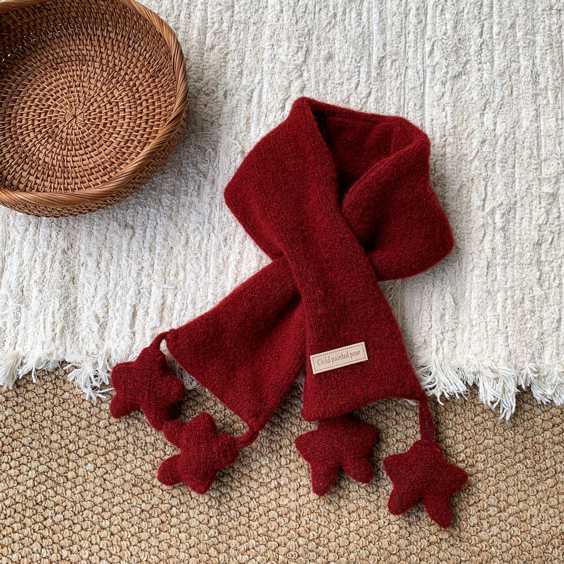 Bufandas de invierno para niños 2025 nuevo engrosado calentamiento estrellas de lana de punto para niñas baby bib