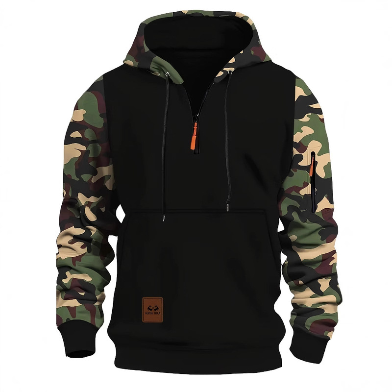 2025 New Spring & Fall Amazon Cross-Border Camouflage Fashion American Hoodie Men's and Women's Sports Color Matching Sweatshirt Men's Clothing