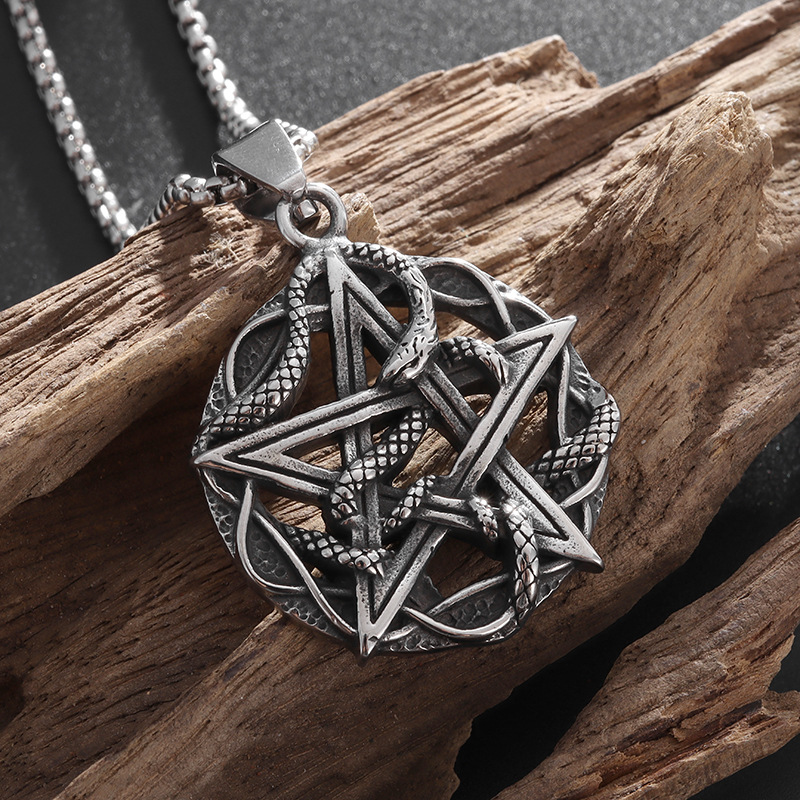 Collana con ciondolo serpente e stella stile hip-hop lega_voghion.com