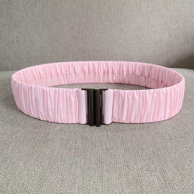Nuevo cinturón elástico brillante de tela plisado cintura elástica sello ancho de las mujeres todo partido con cintura para adelgazar