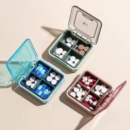 Pill box portable mini small sealed morning, noon and evening reminder to pack pills light luxury carry-on pill box