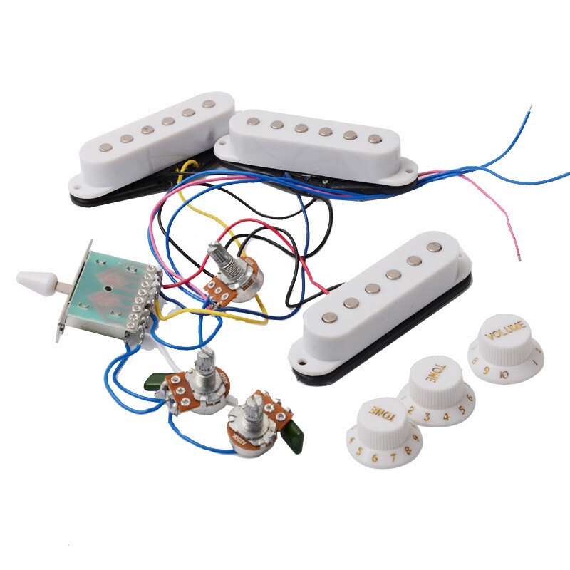Electric Guitar Pickup Single-Coil Complete Set of Wiring 250K Electronic Rock Style Beginner Trendy Instrument Black Shell