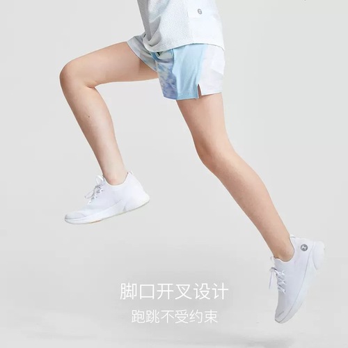 Summer lightweight printed patchwork mid-to-high waist kids' sports tennis shorts—perfect for running, fitness, and yoga; quick-drying and breathable.