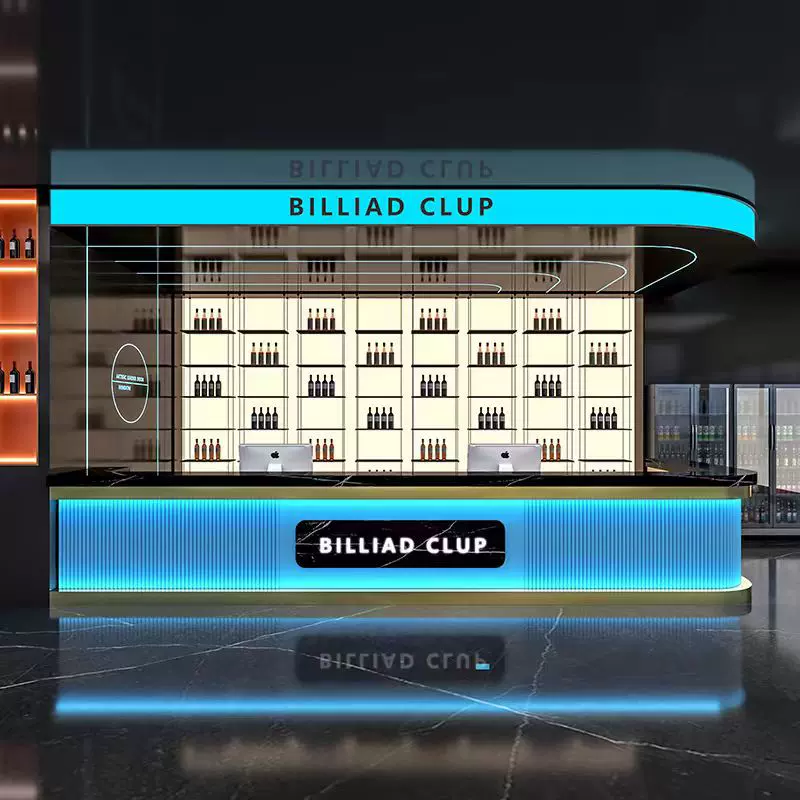 工业风台球厅烤漆收银台酒吧吧台网咖健身房前台酒店接待柜台转角