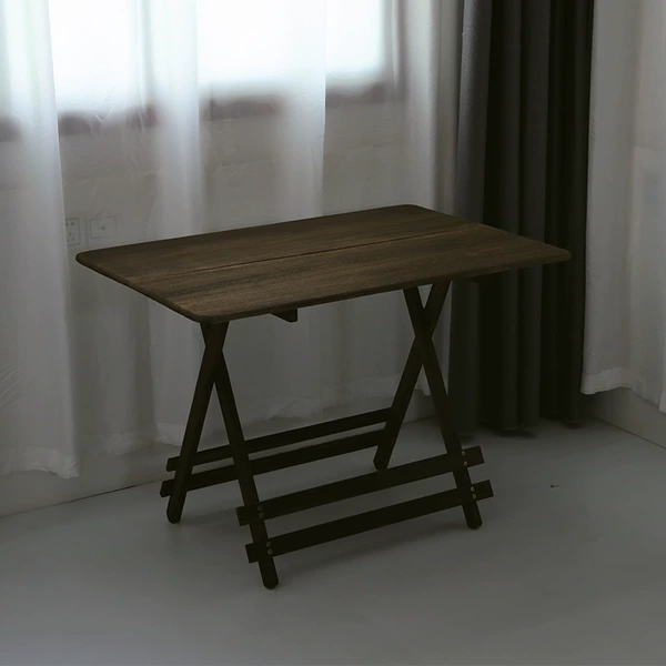 [【加大】折叠实木长方桌100*70*70cm【碳化深咖】]