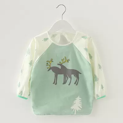 纯棉宝宝吃饭兜罩衣儿童围裙小孩护衣幼儿园反穿衣防水春夏季薄款